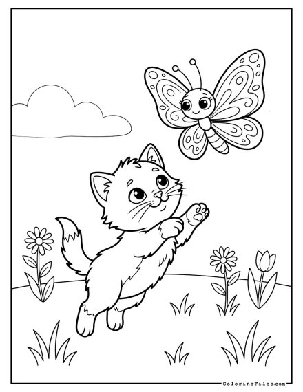 Kitten Chasing Fluttering Wings