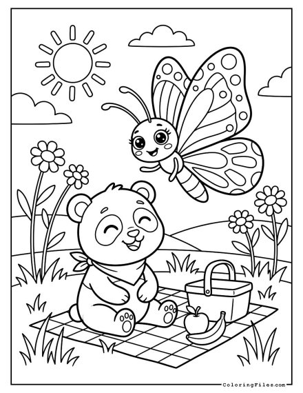 Panda Cub & Butterfly Picnic