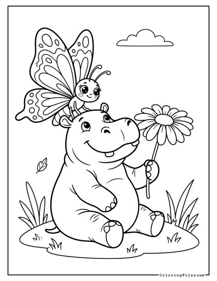 Hippo & Butterfly Flower Friend