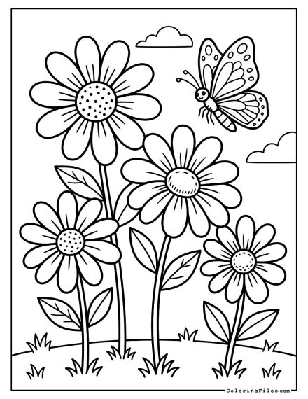Sweet Daisy with a Fluttering Butterfly
