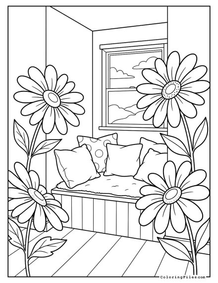 Cozy Daisy Nook with Soft Pillows