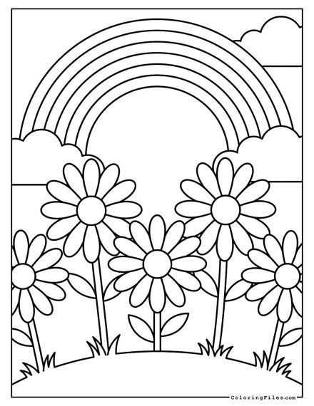 Daisy Garden Beneath a Rainbow Arch