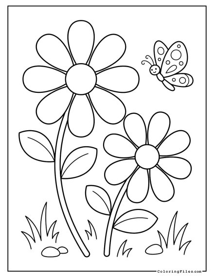 Daisies and Fluttering Bugs