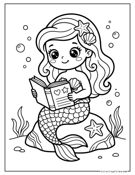 Mermaid Reading A Book