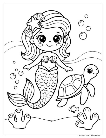 Mermaid and Sea Turtle