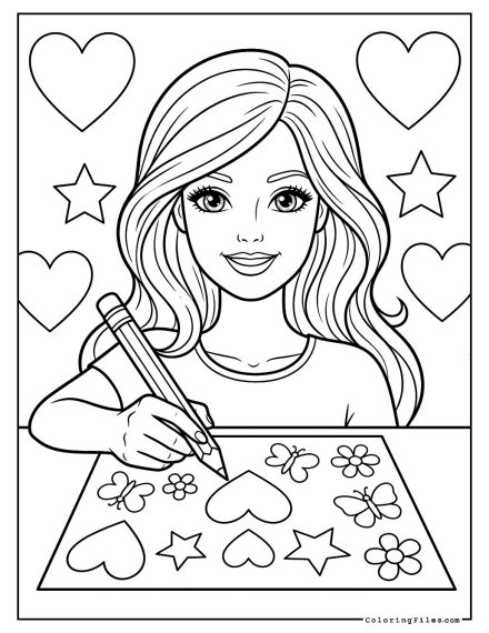Barbie is drawing!