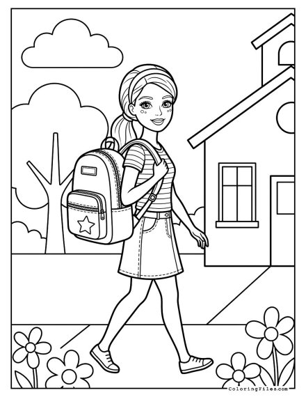 Barbie on the Way to School