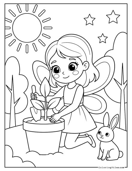 Fairy Girl Plants Flowers