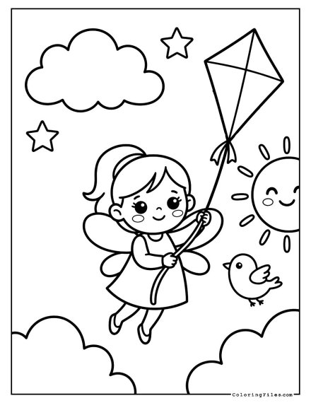 Fairy Girl Flying a Kite