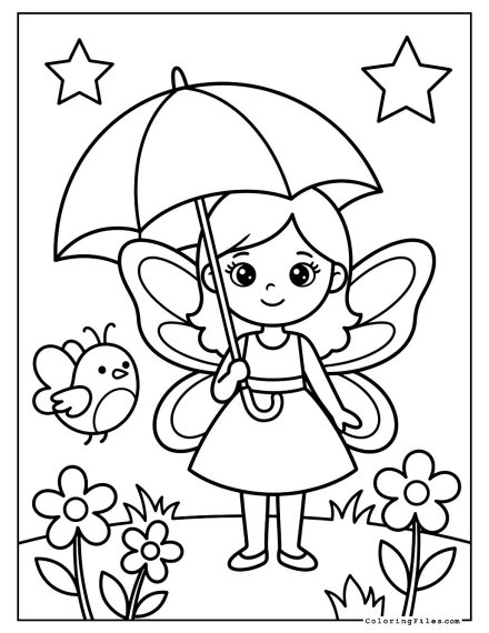 Fairy Girl Under the Umbrella