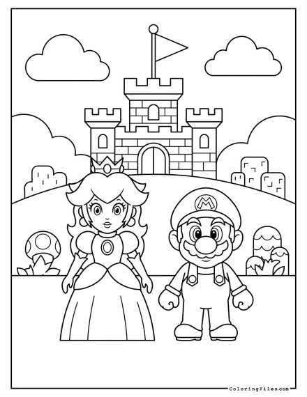 Princess Peach and Mario at the castle