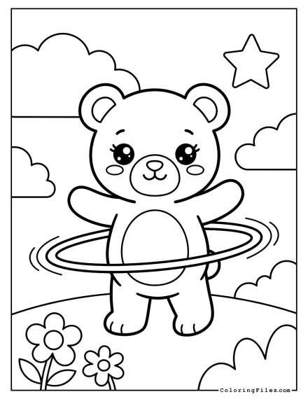 Teddy Bear Playing Hula Hoop