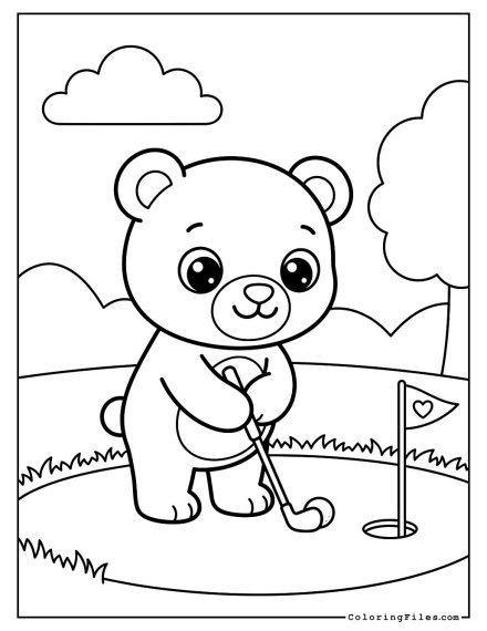 Teddy Bear Playing Mini Golf