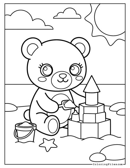 Teddy Bear Building Sandcastle
