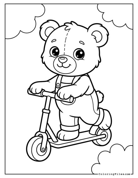 Teddy Bear Riding a Scooter