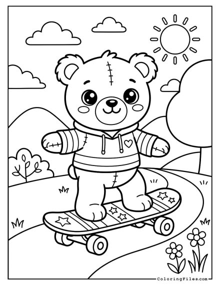 Teddy Bear Playing Skateboard