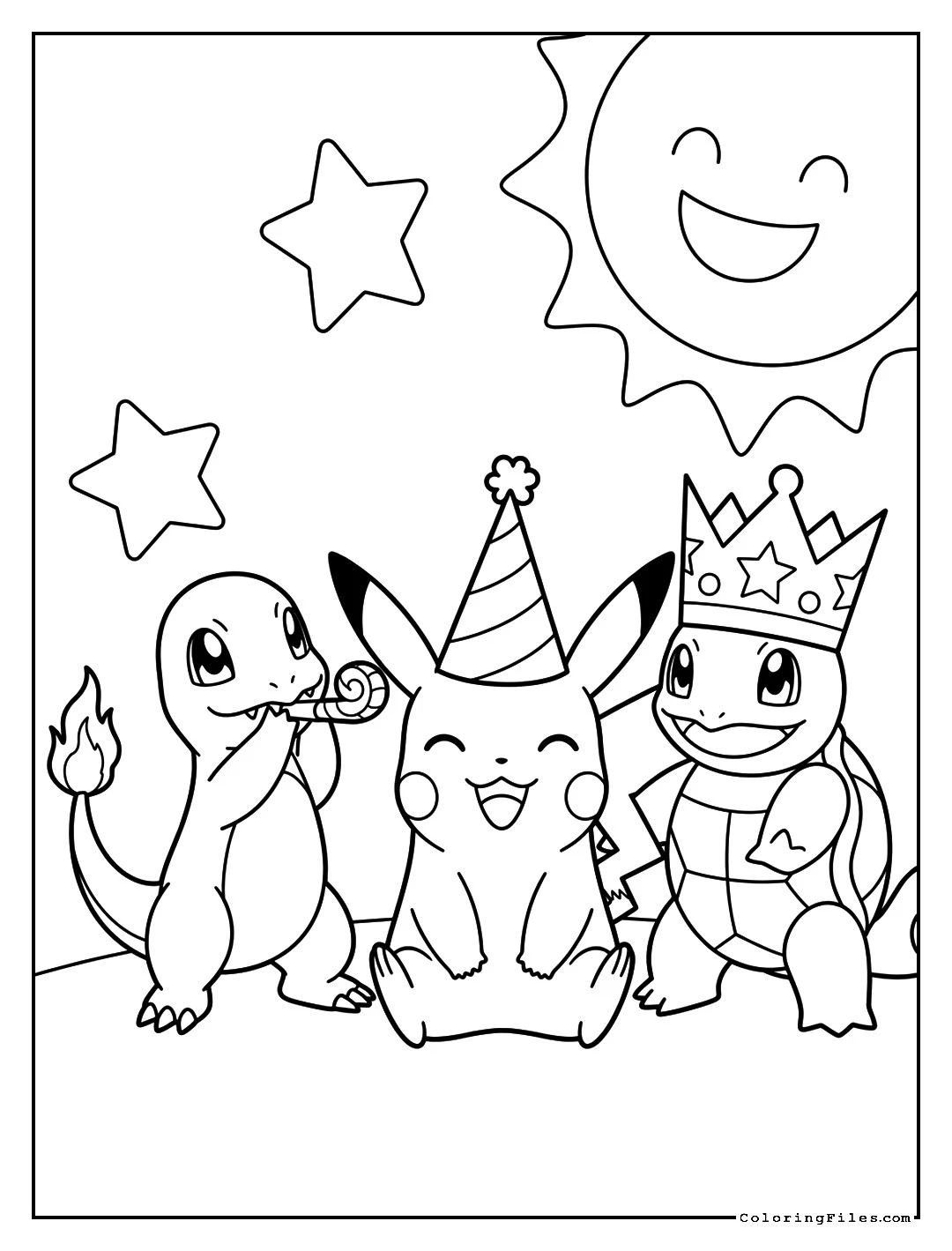 Pikachu, Charmander, and Squirtle Party