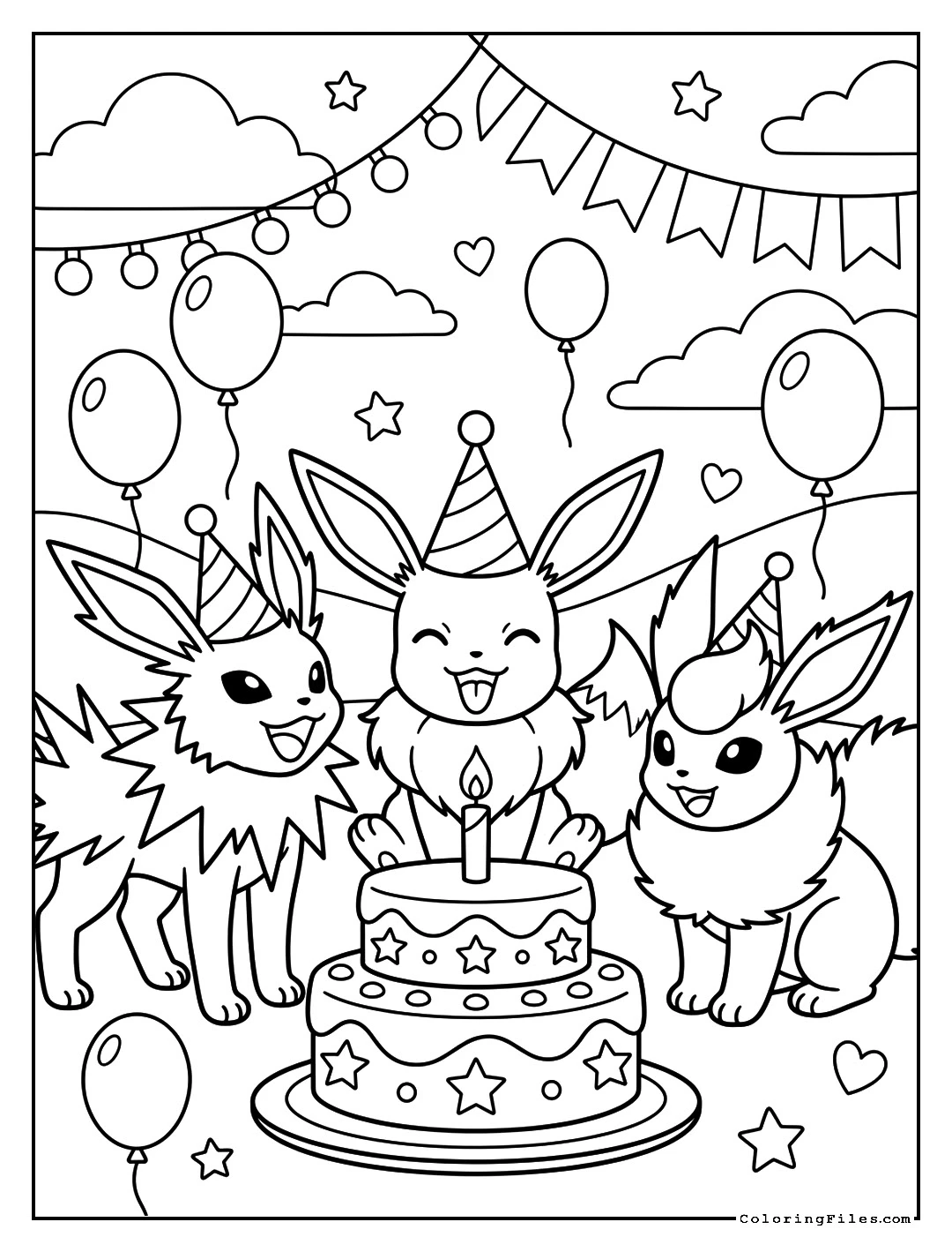 Fill Eevee, Jolteon, and Flareon Birthday Party