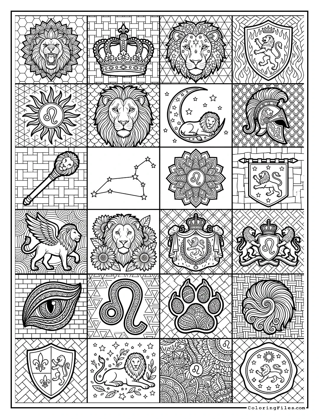 Leo Golden Royal Crest Grid