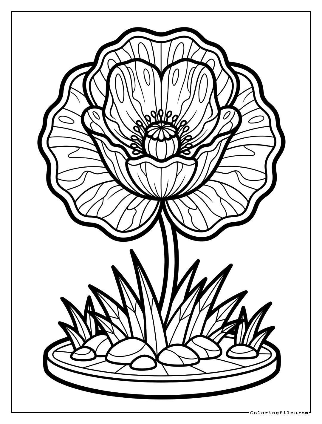 Intricate Poppy Flower - Flower Coloring Pages (Free PDFs)