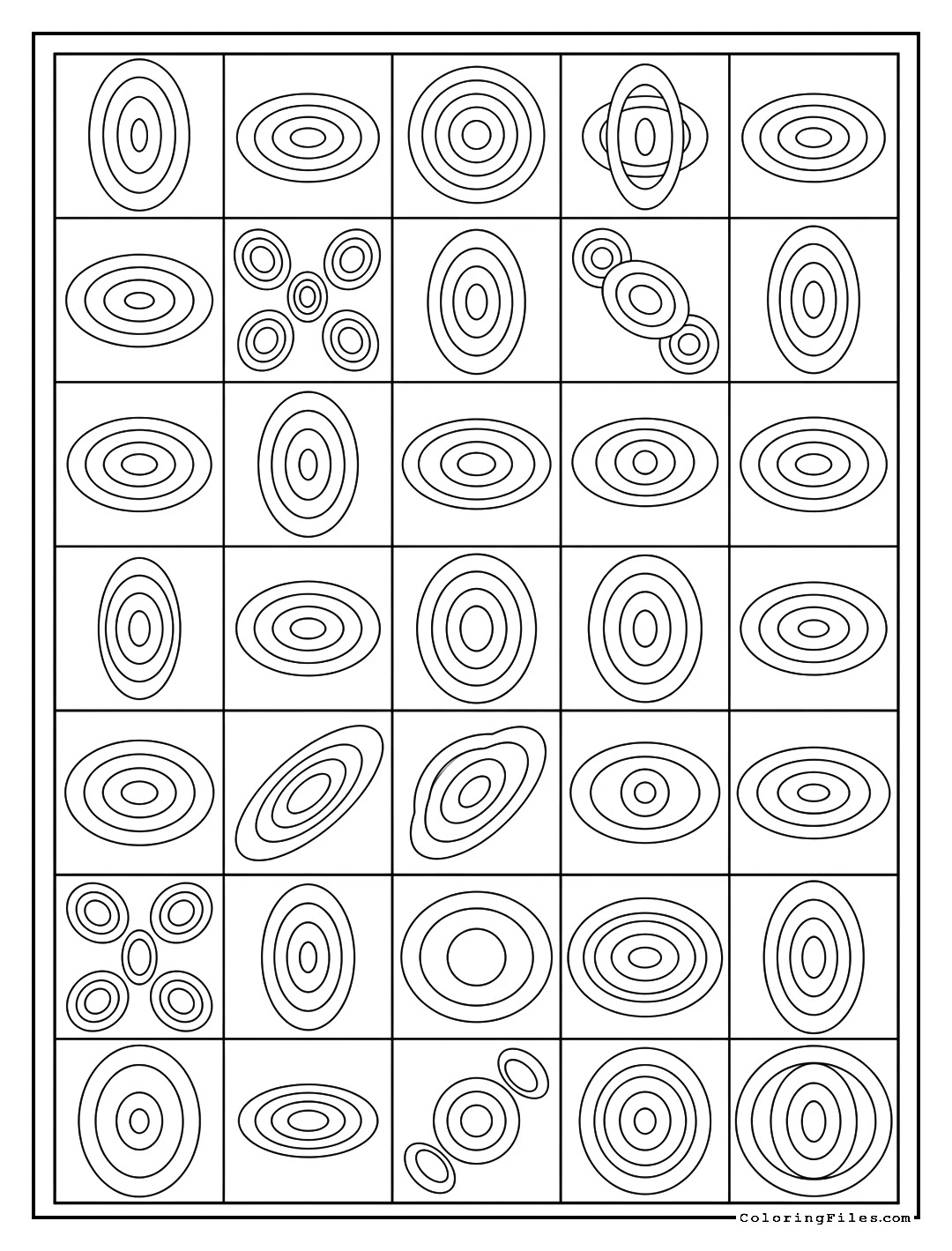 Basic Concentric Oval - Easy Geometric Zentangle Patterns (Free PDFs)