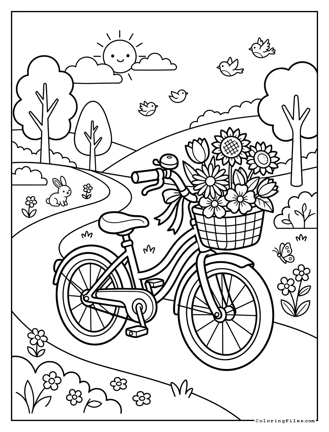 Fun Bicycle Ride in the Park - Summer Coloring Pages (Free PDF Printables)