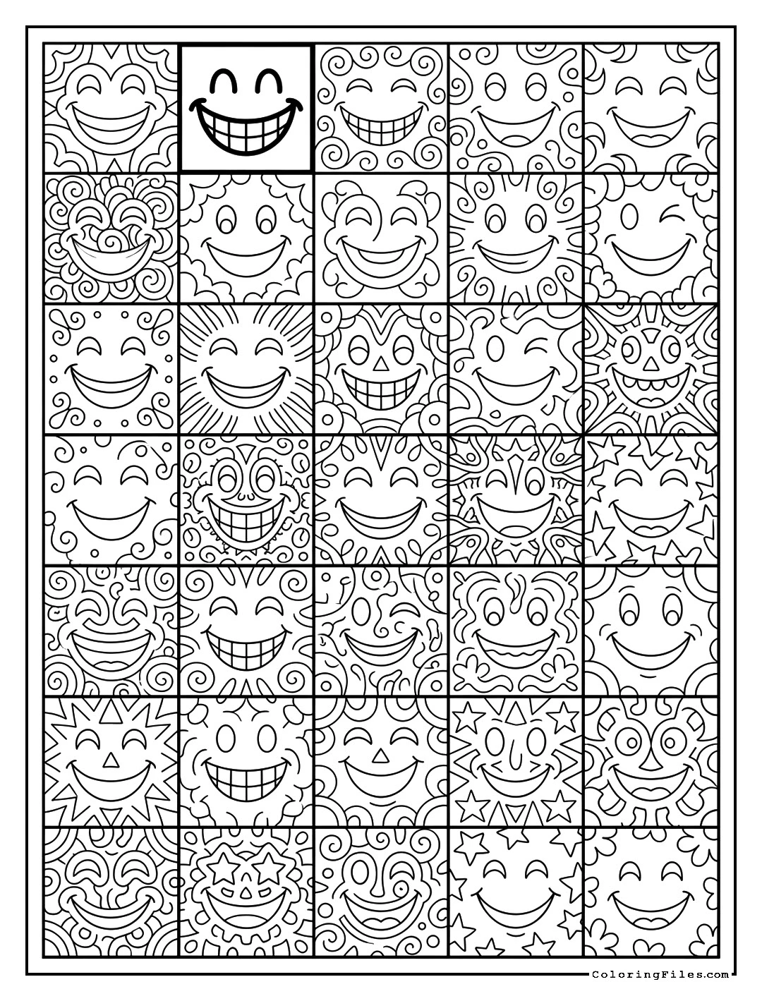 Grinning Face Zentangle