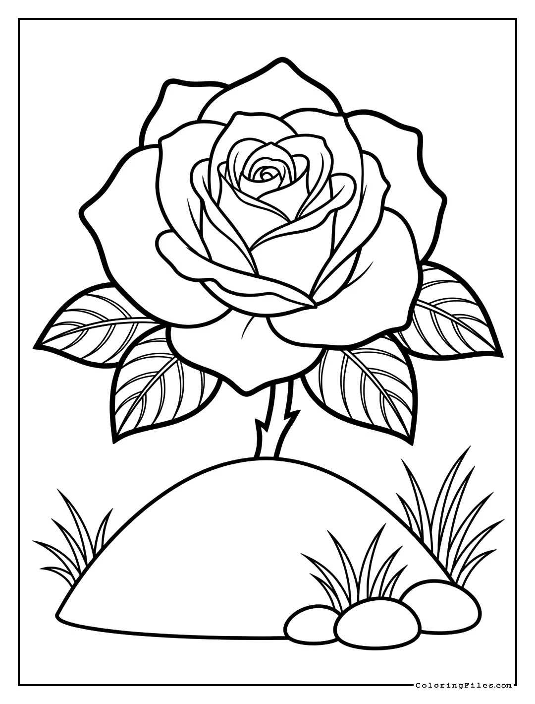 Elegant White Rose - Flower Coloring Pages (Free PDFs)