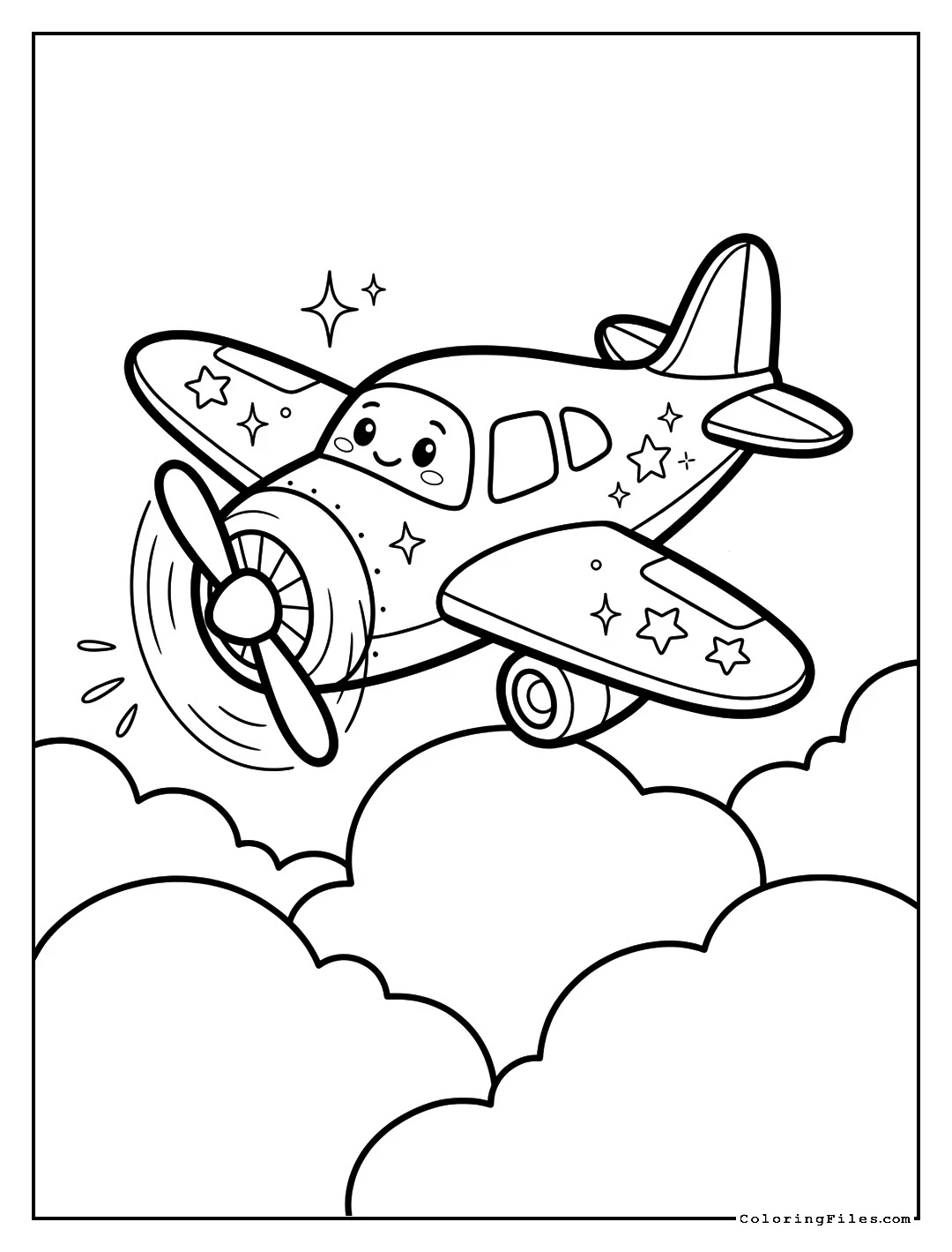 Magical Flying Airplane - Toddler Boy Coloring Pages (Free PDF Printables)