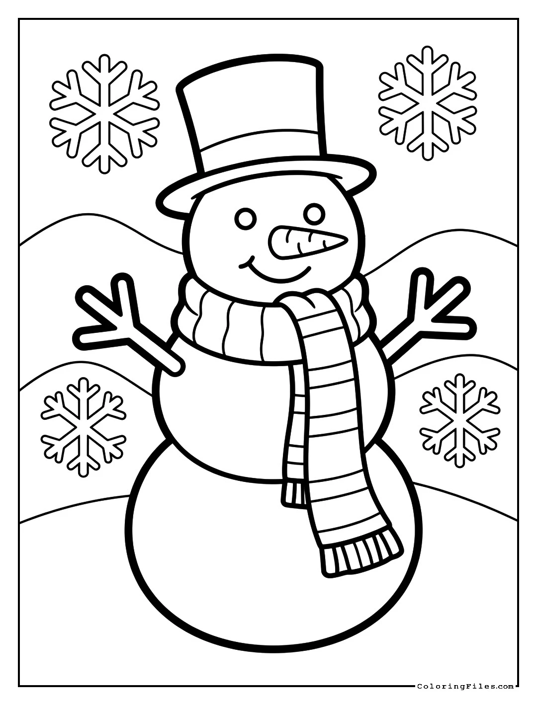 Cozy Snowman in a Scarf - Winter Coloring Pages (Free PDF Printables)