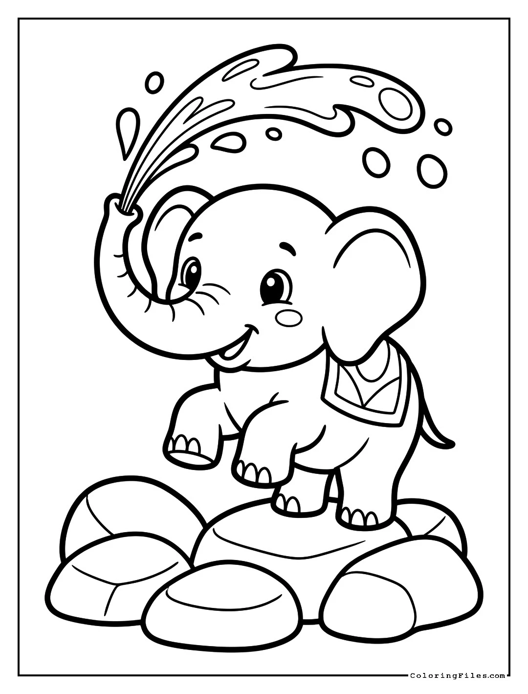 Smiling Baby Elephant - Toddler Boy Coloring Pages (Free PDF Printables)