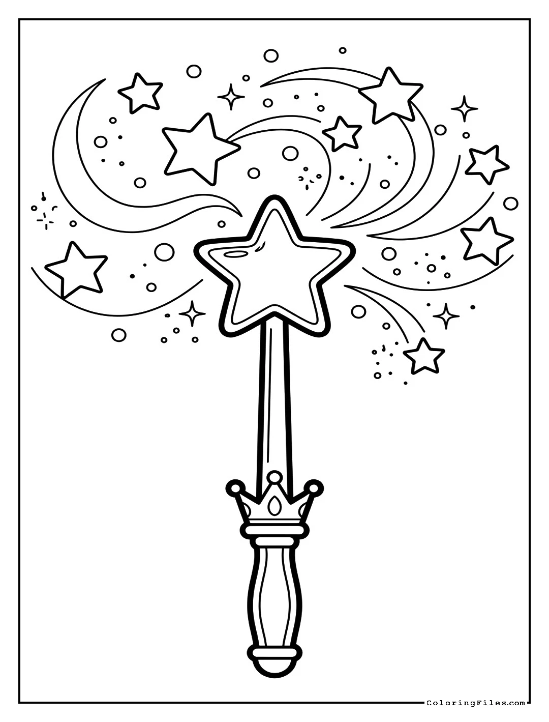 Magical Wand and Fairy Dust - Toddler Girl Coloring Pages (Free PDF Printables)