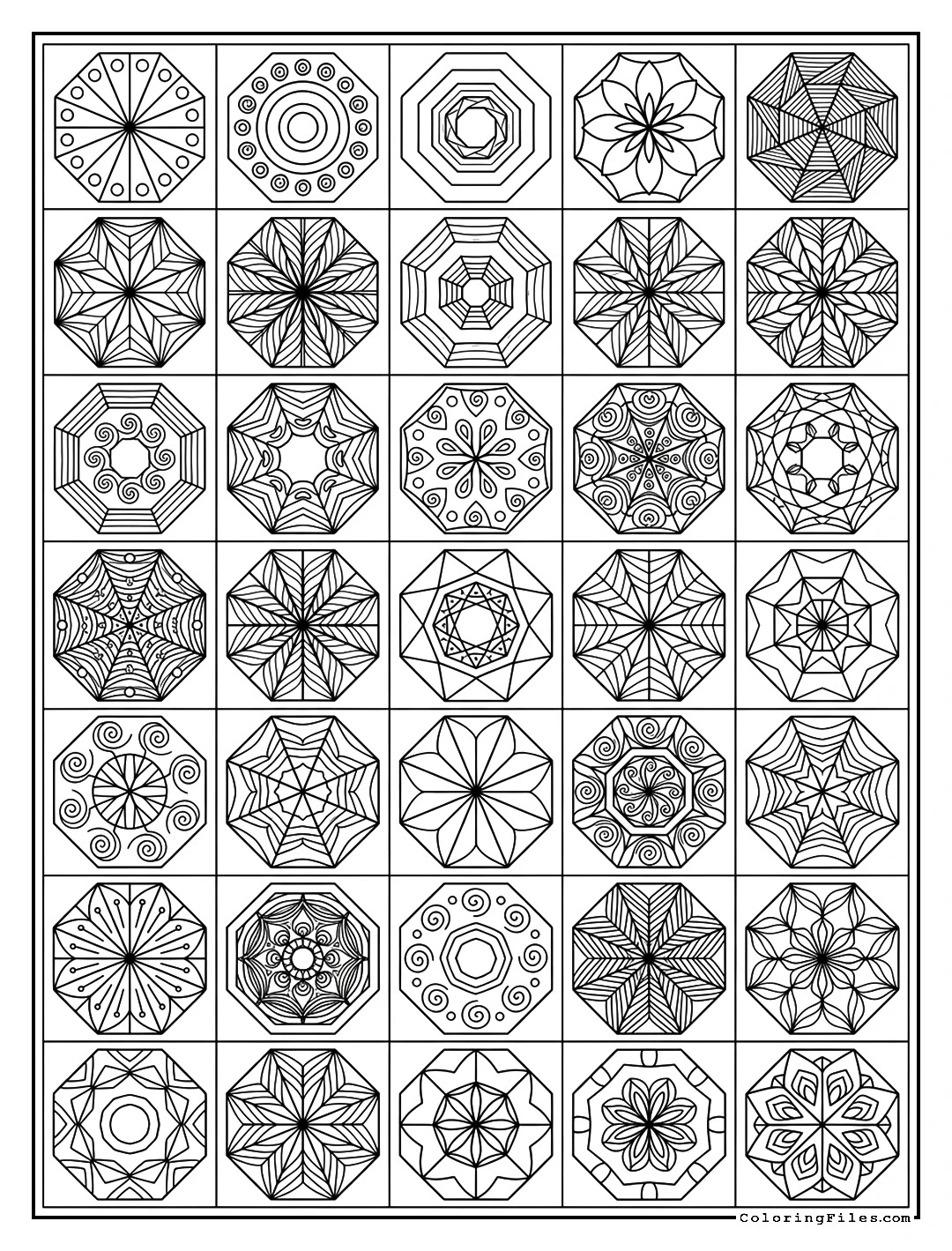 Basic Octagon Mandala - Easy Geometric Zentangle Patterns (Free PDFs)