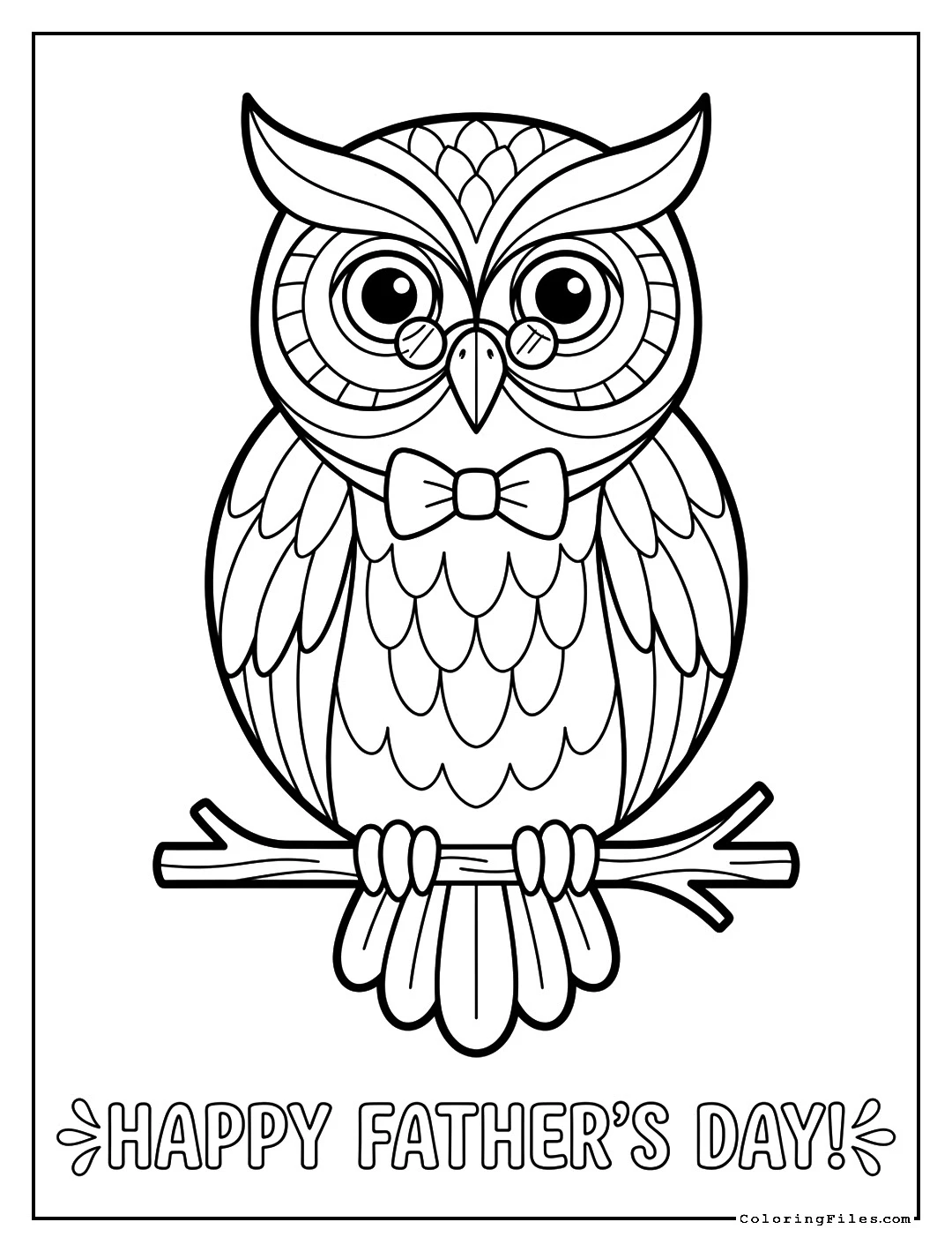 Wise Old Owl Father - Father’s Day Coloring Pages (Free PDF Printables)