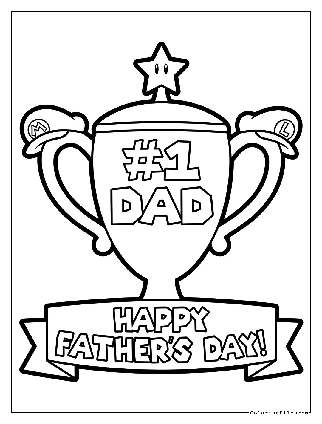 #1 Dad Trophy Craft - Father’s Day Coloring Pages (Free PDF Printables)