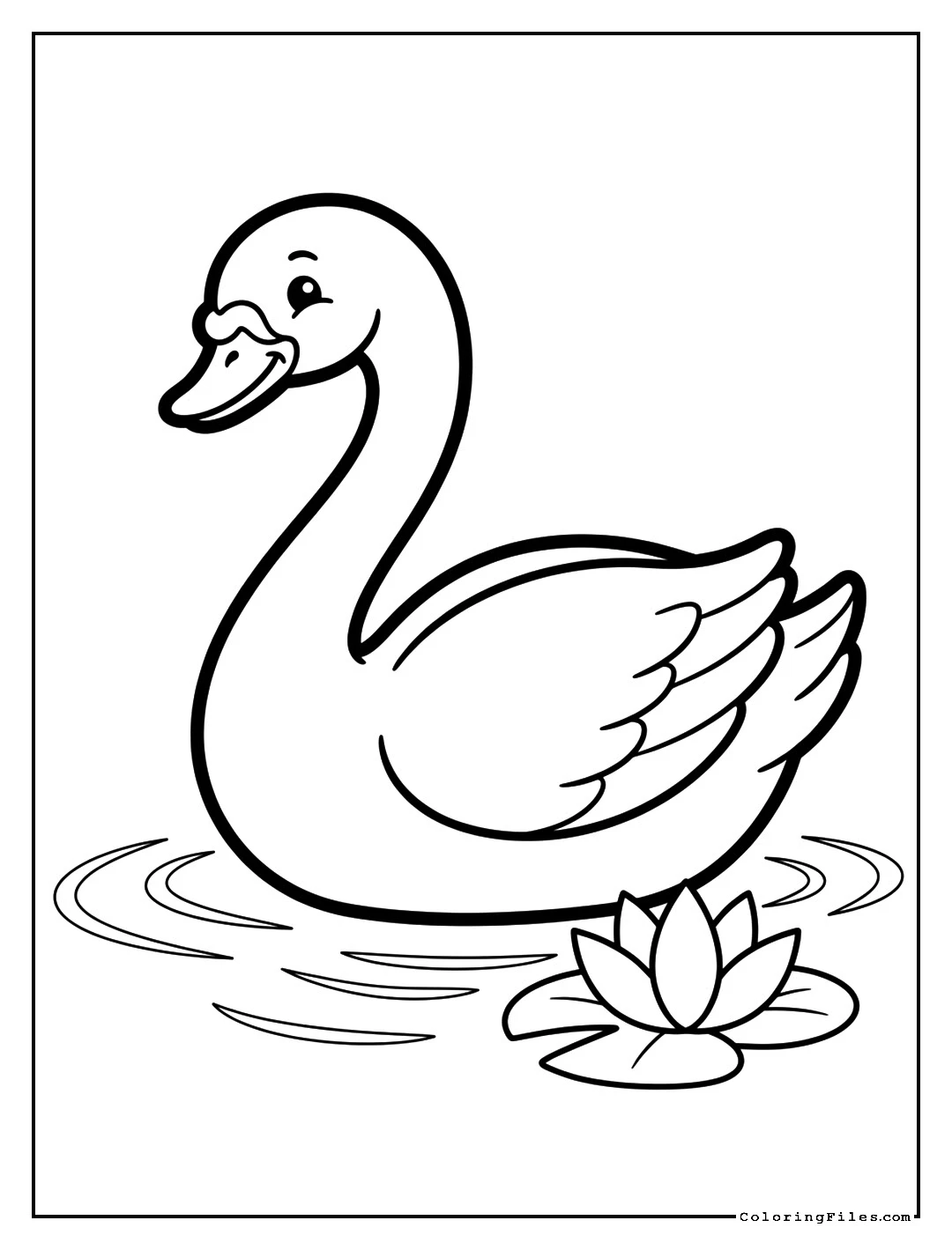 Beautiful Swan in a Peaceful Lake - Toddler Girl Coloring Pages (Free PDF Printables)