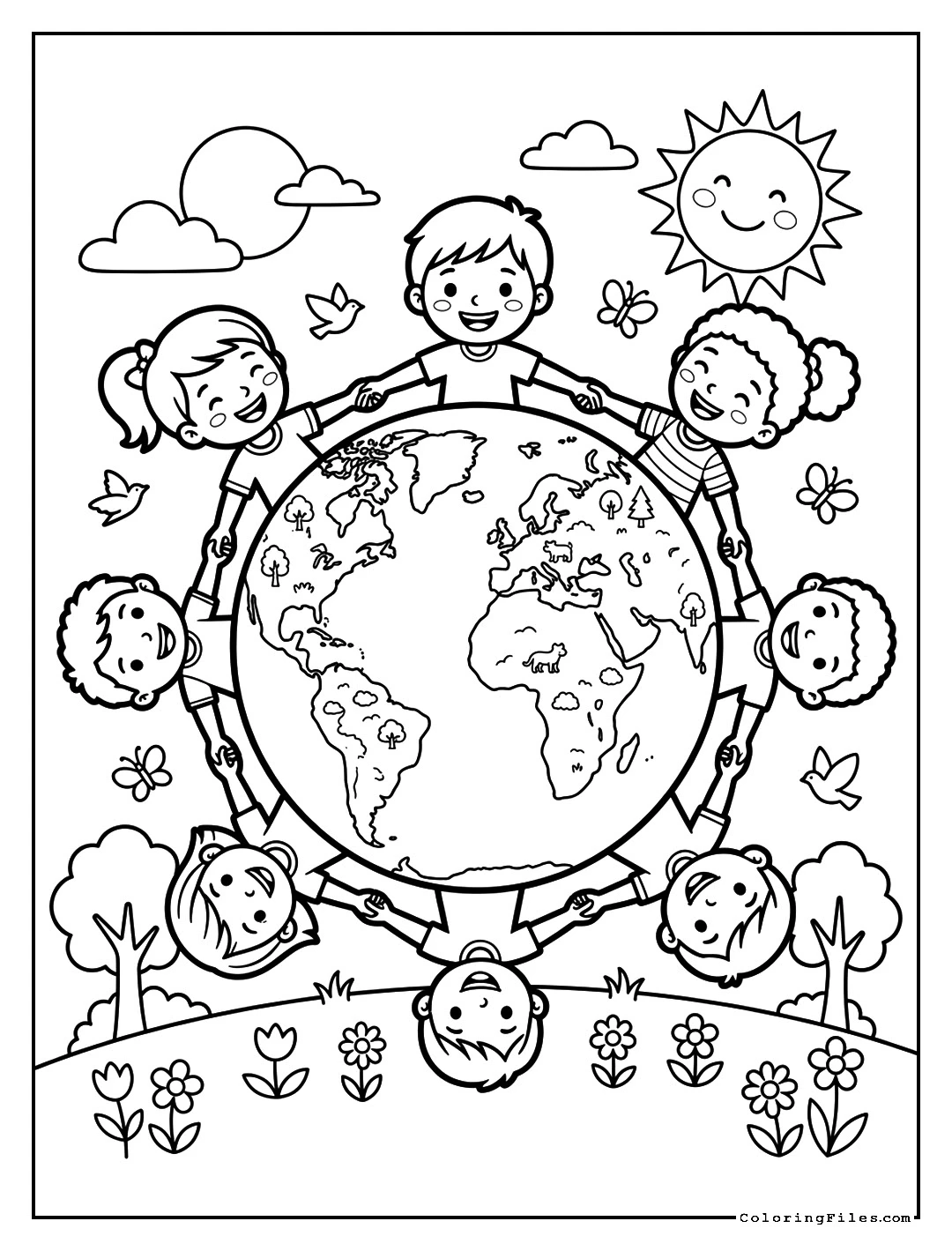 Earth Day Celebration - Holiday Coloring Pages (Free PDF Printables)