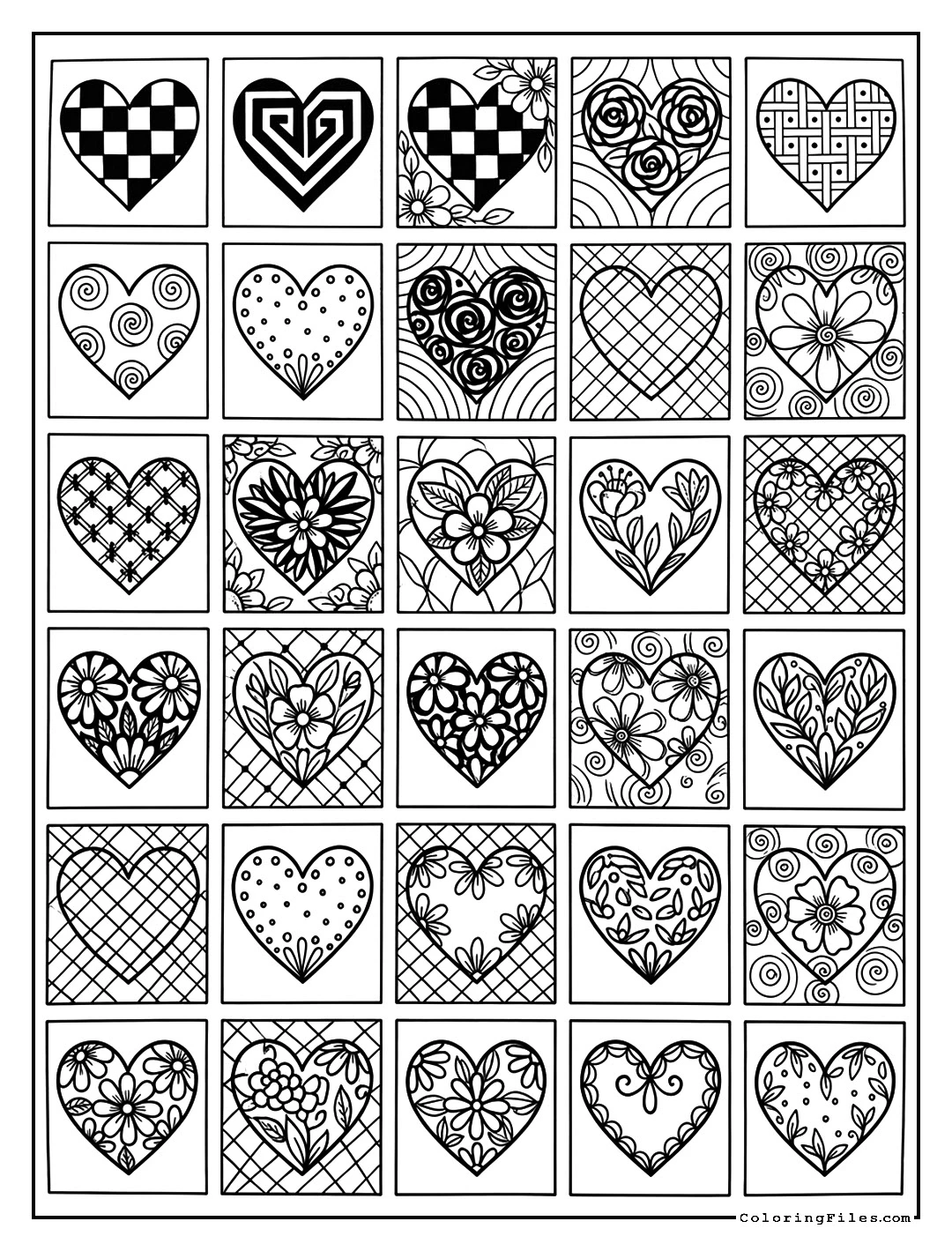 Floral Heart Zentangle - Love Zentangle Patterns (Free PDFs)