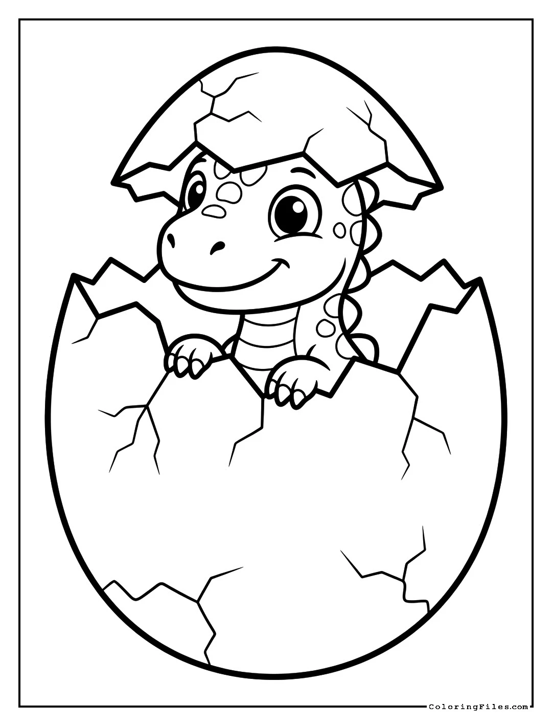 Baby Dino Hatching from Egg - Toddler Boy Coloring Pages (Free PDF Printables)