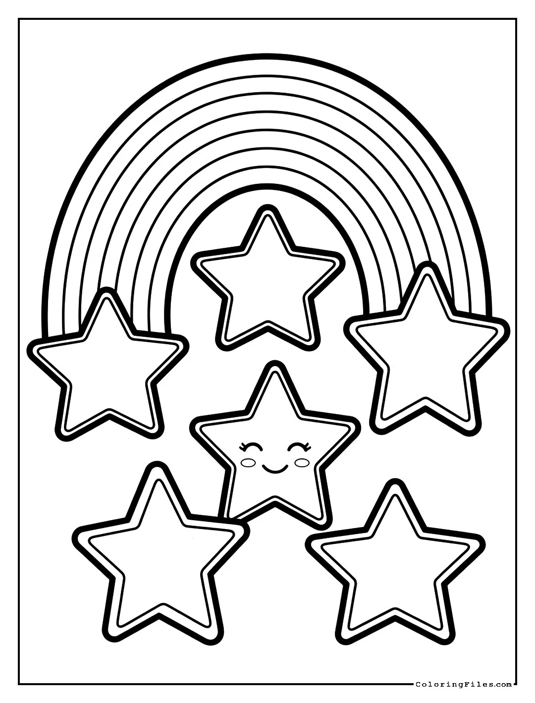 Magical Rainbow and Tiny Stars - Toddler Girl Coloring Pages (Free PDF Printables)