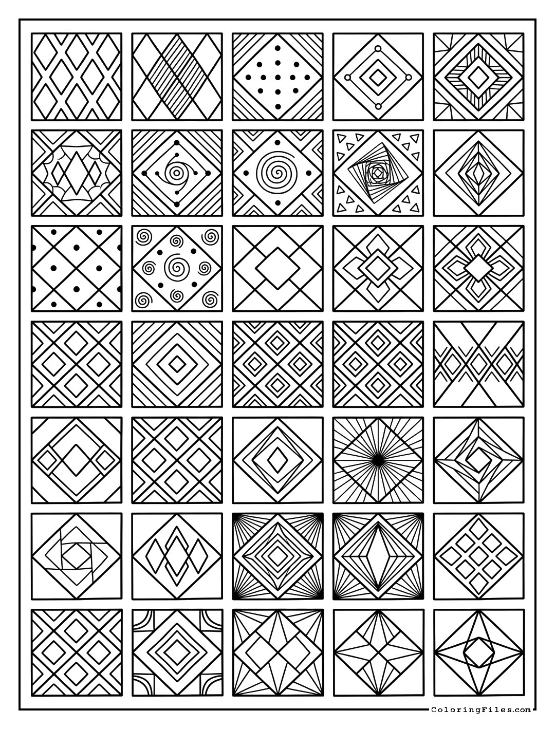 Simple Rhombus Mosaic - Easy Geometric Zentangle Patterns (Free PDFs)