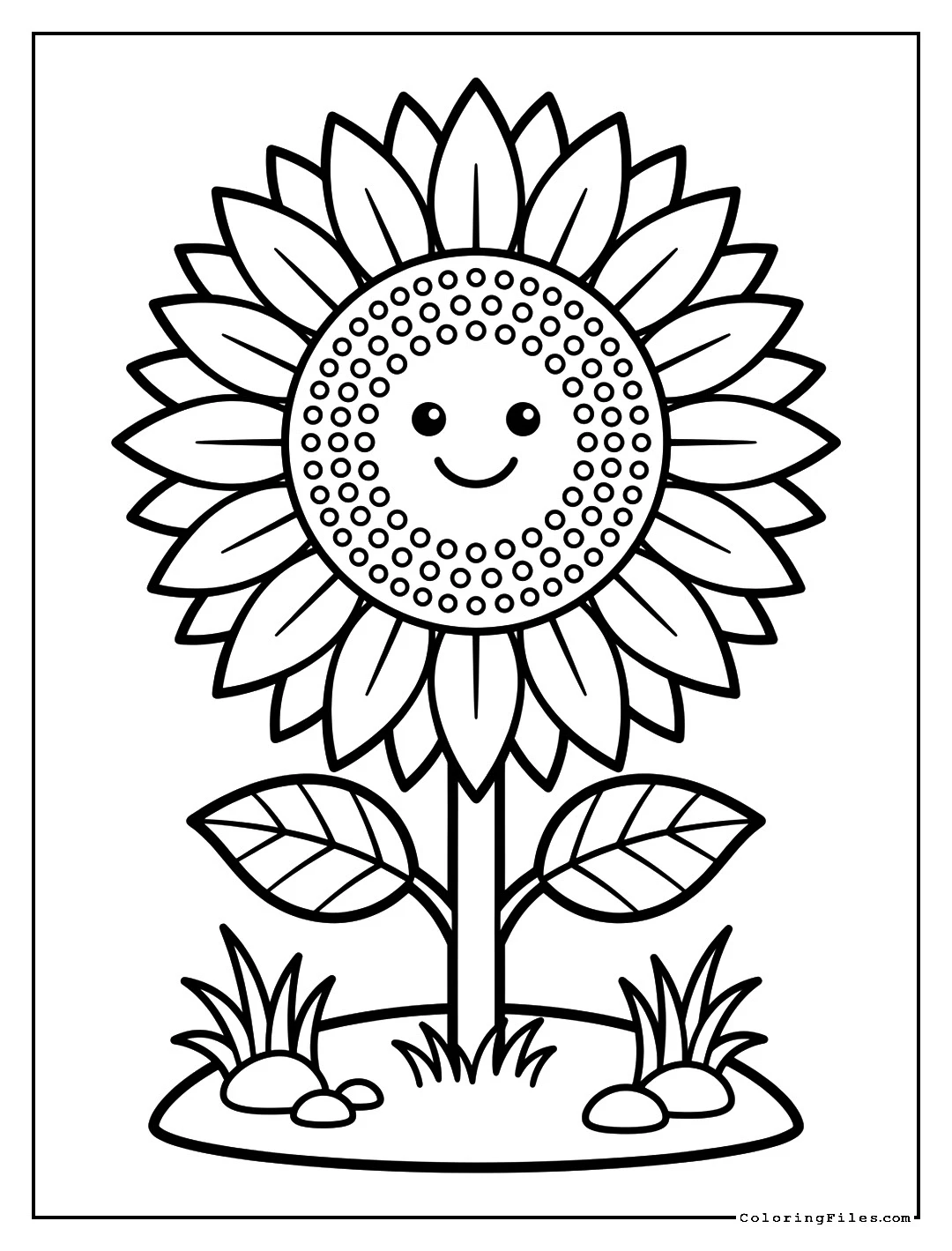 Giant Yellow Sunflower - Flower Coloring Pages (Free PDFs)