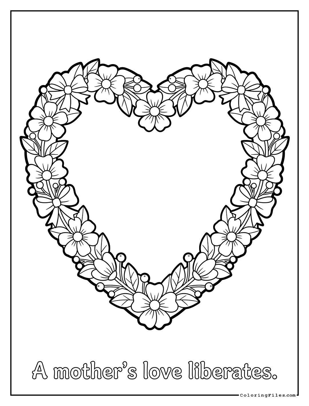 Heart-Shaped Garland Frame - Mother's Day Coloring Pages ( Free PDFs )