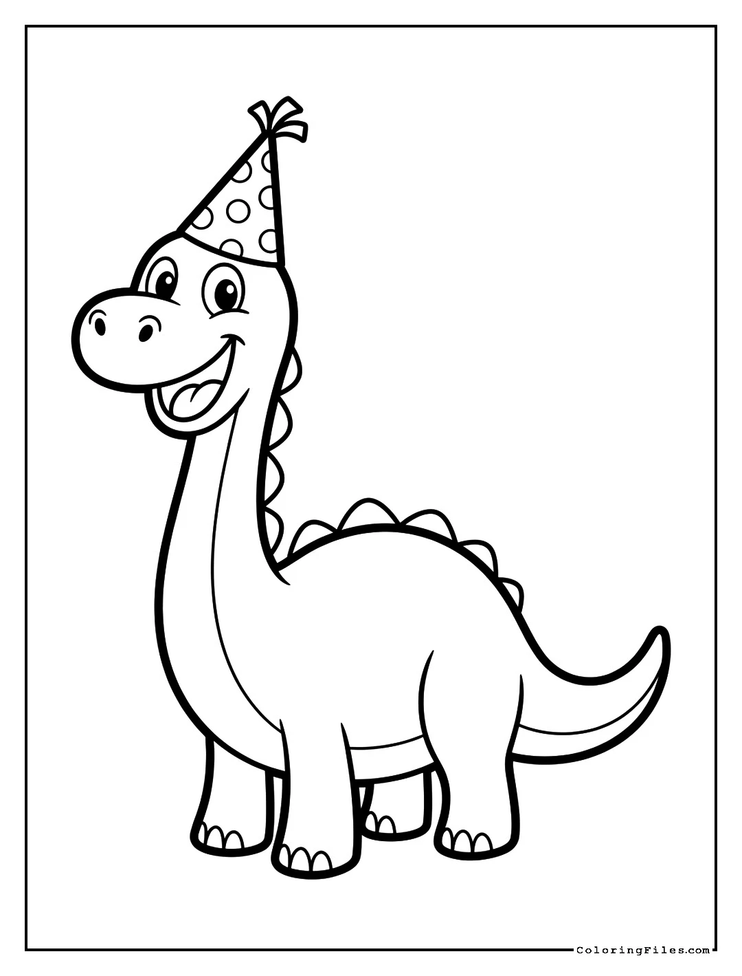 Dinosaur Wearing a Party Hat - Toddler Boy Coloring Pages (Free PDF Printables)