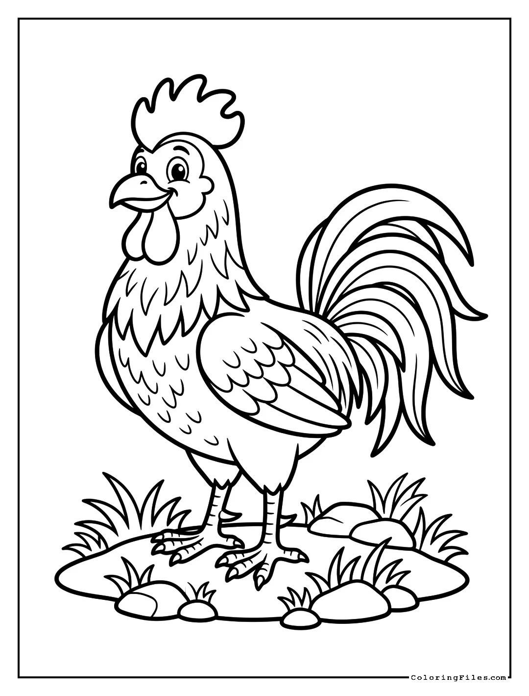 Rooster - Animal Coloring Pages ( Free PDF Printables)