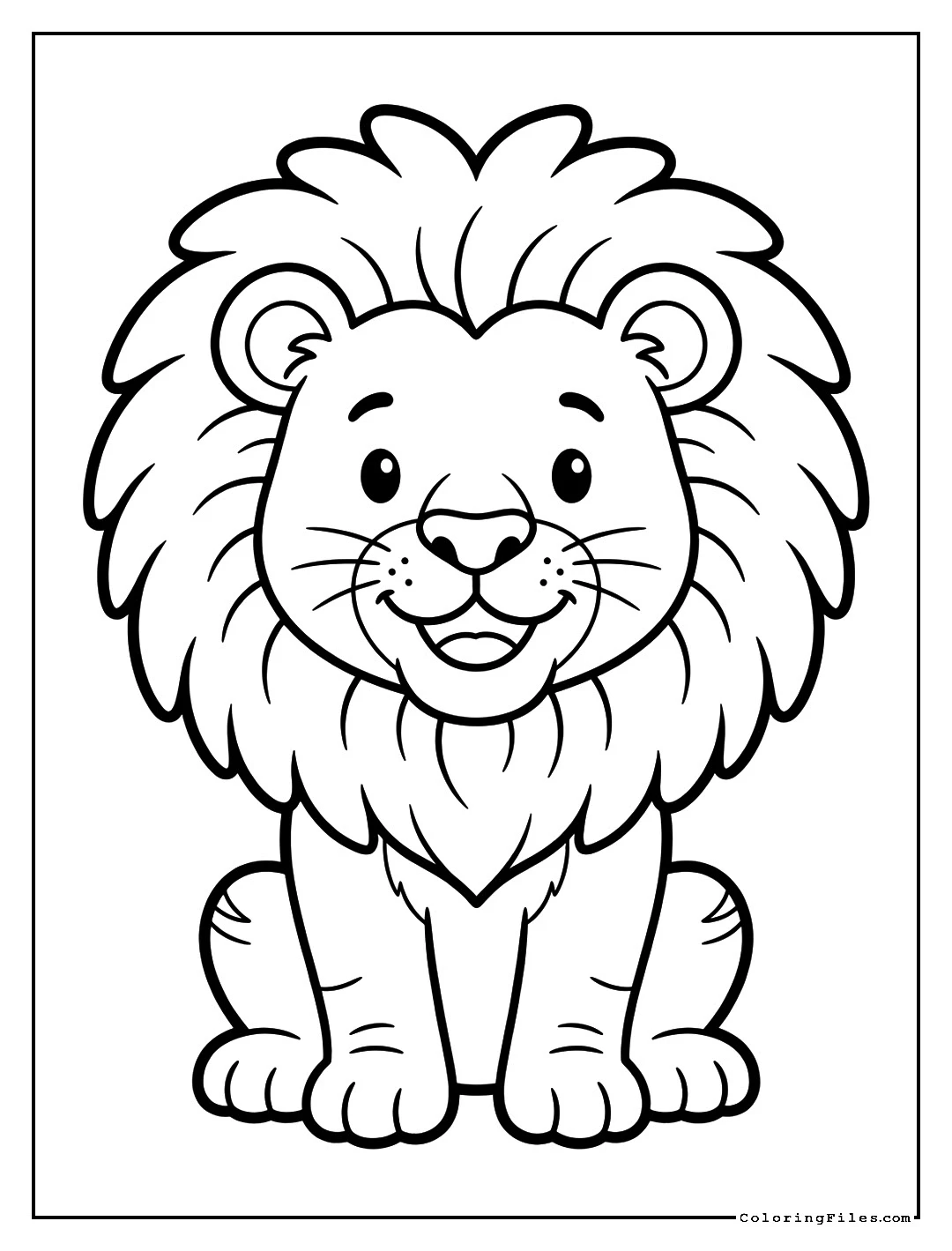 Cute Baby Lion with a Soft Mane - Toddler Girl Coloring Pages (Free PDF Printables)