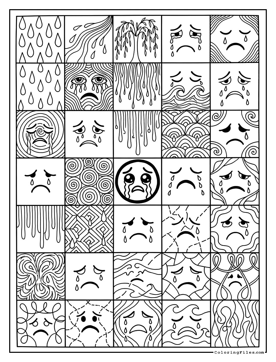 Crying Face Sad Zentangle