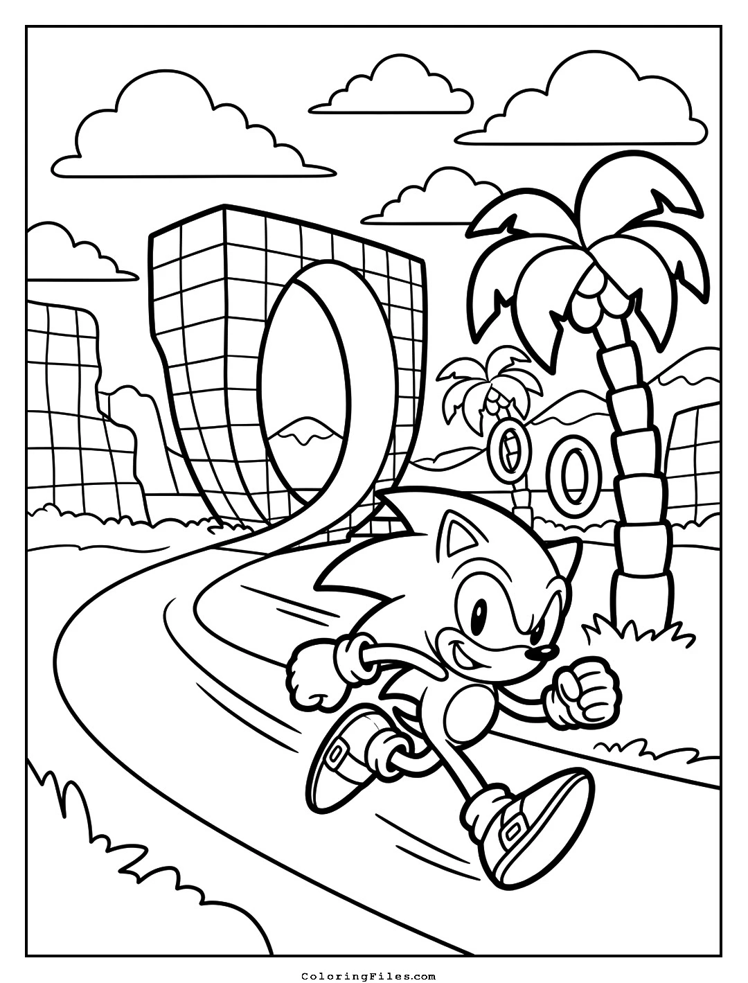 Sonic Racing in Green Hill Zone coloring page - Sonic Coloring Pages (Free PDFs / Online)