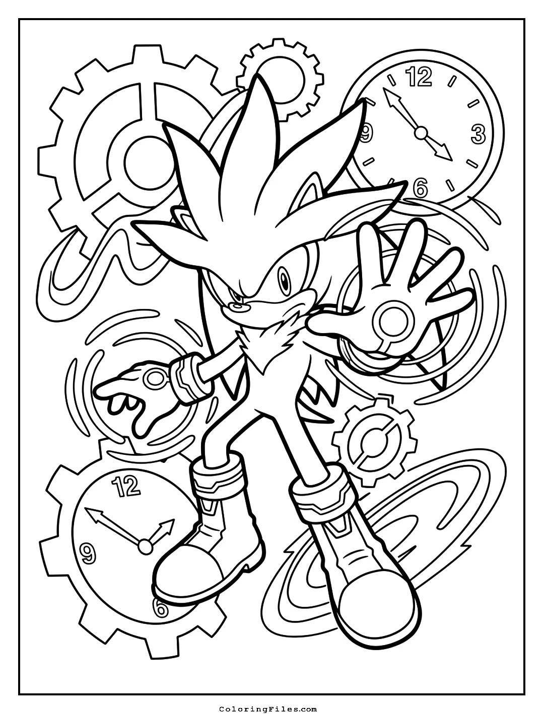 Silver the Hedgehog Time Travel coloring page - Sonic Coloring Pages (Free PDFs / Online)