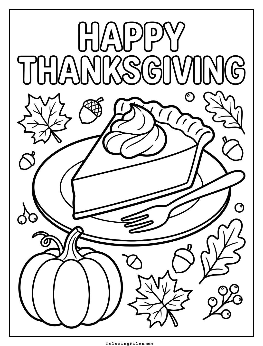 Delicious Thanksgiving Pumpkin Pie coloring page - Thanksgiving Coloring Pages (Free PDFs / Online)